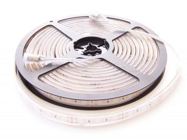 24V LED Stripe 2216 500cm Warmweiß IP68 mit beidseitigen DC Steckern, High Cri & 600 LEDs