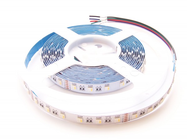 RGB-W LED Stripe in 24V mit 300 LEDs auf 5m Rolle in IP20 Ausführung